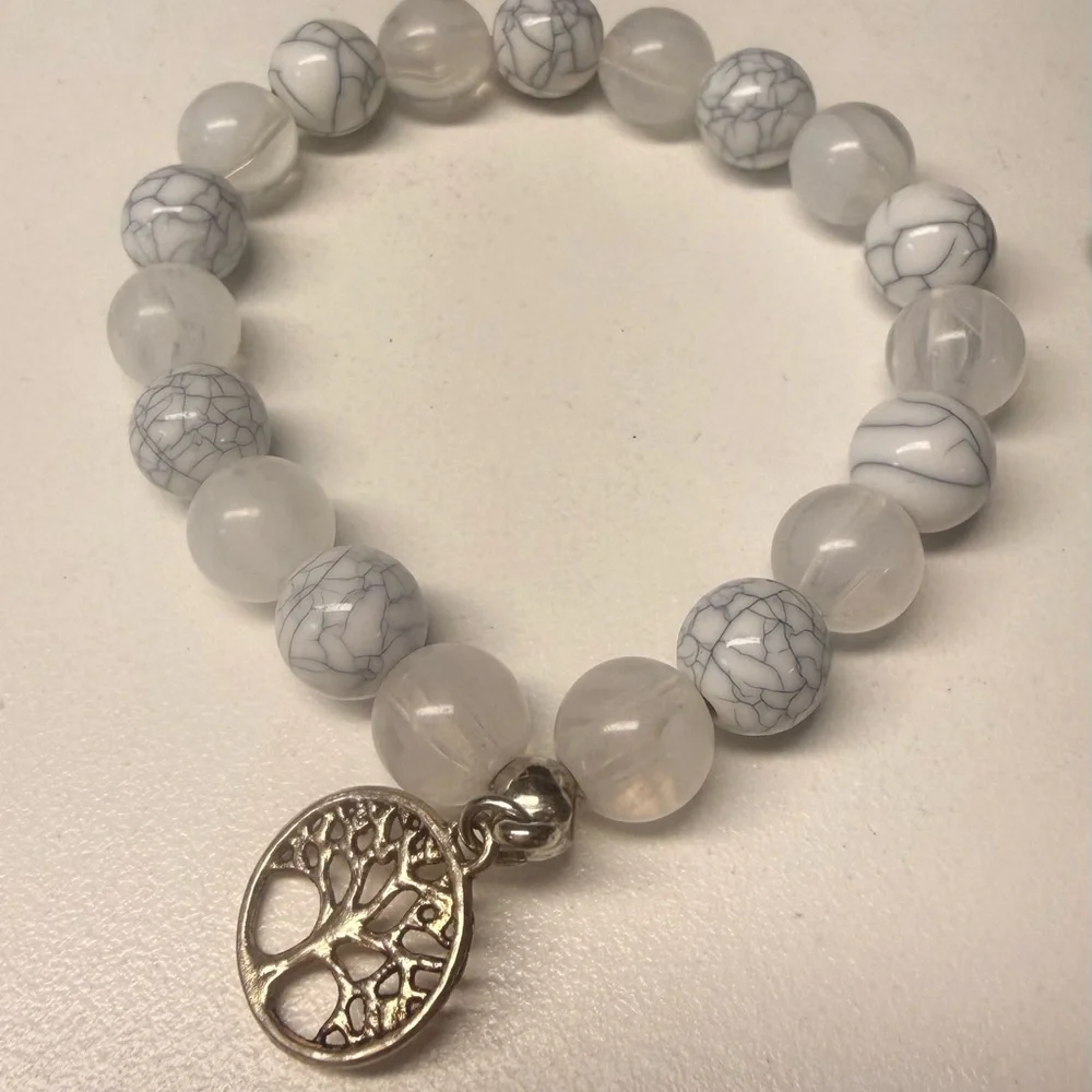 Black and White Beaded Bracelets Set  New